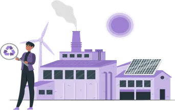 O que é responsabilidade civil ambiental? Na imagem, representação, em desenho, de um dono de empresa que contratou o seguro RC ambiental, também chamado de seguro ambiental ou, ainda, seguro de responsabilidade civil ambiental.