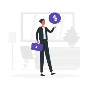 O que é Depósito Recursal? Na imagem, representação em desenho de um dono de empresa que precisa apresentar um depósito recursal em um processo trabalhista e, para isso, usará o Seguro Garantia Depósito Recursal.