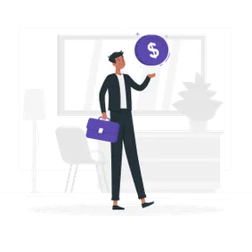 O que é Depósito Recursal? Na imagem, representação em desenho de um dono de empresa que precisa apresentar um depósito recursal em um processo trabalhista e, para isso, usará o Seguro Garantia Depósito Recursal.
