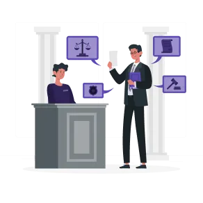 Qual a finalidade do Seguro Garantia Depósito Recursal? Na imagem, representação em desenho de dois sócios de uma empresa conversando sobre o que é depósito recursal e como contratar um seguro garantia.