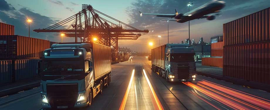 Como acionar o seguro de responsabilidade civil do operador de transporte multimodal? Na imagem, caminhões na estrada representam a possibilidade de acionar a seguradora em caso de sinistro