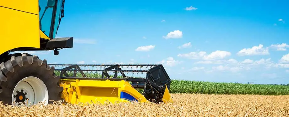 Como contratar o seguro colheitadeira? Na imagem, colheitadeira em alusão a apólice que pode ser contratada a partir do contato com uma corretora de seguros, que pode orientar a escolha