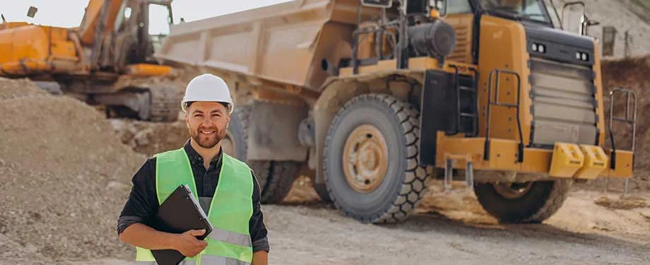Como contratar seguro retroescavadeira? Na imagem, dono de empresa feliz ap&oacute;s contratar seguro retroescavadeira com aux&iacute;lio de corretora de seguros 