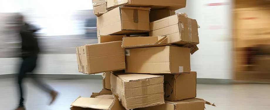 Quais são os tipos de avaria? Na imagem, caixas representam mercadorias que podem sofrer diferentes tipos de avarias, como quebra, abrasão, manchas, entre outros