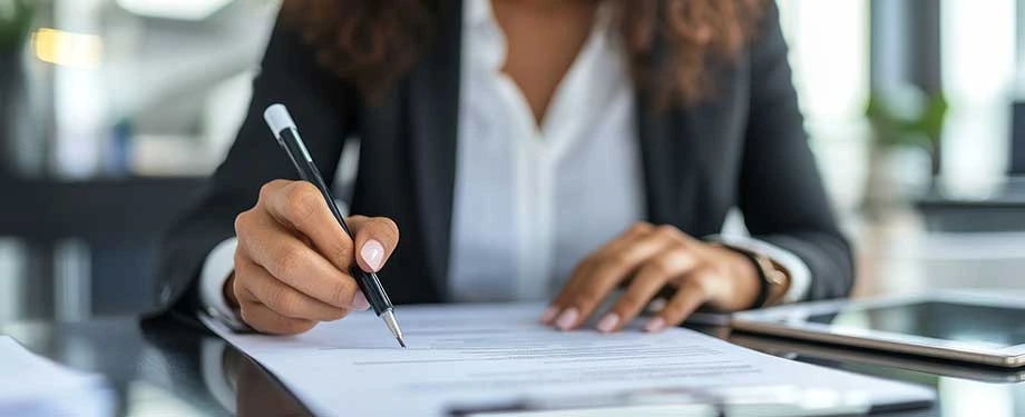 Qual a vigência do seguro garantia déficit atuarial? Na imagem, tomador assina apólice de seguro garantia de déficit atuarial