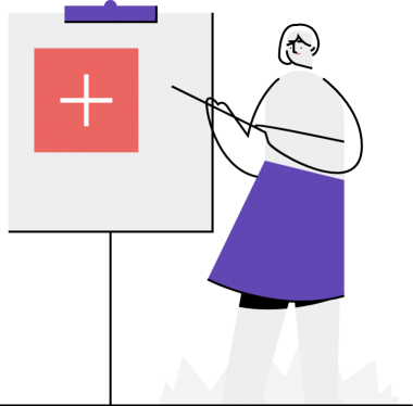 Figura de mulher mostrando em quadro as vantagens da Mutuus, corretor online de seguros