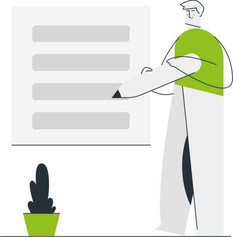 acionar-seguro-de-carga-corretora-de-seguros-mutuus Desenho de homem com lápis fazendo anotação sobre seguro de carga da corretora de seguros Mutuus